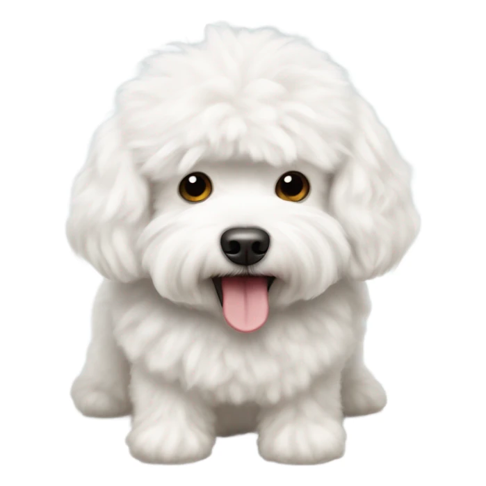 Chubby white Maltese poodle eating meatballs sticker