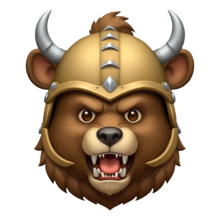Bear wearing horned helmet growling sticker