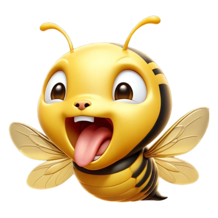 Cinematic Adorable Yawning Wasp Portrait Emoji, Head tilted slightly with a dramatic, wide-open yawn, showcasing a tiny, streamlined body with gently drooping wings and sleepy, half-closed eyes, Simplified yet irresistibly cute features, highly detailed, glowing with a soft, cozy glow, high shine, relaxed yet expressive, stylized with a dash of whimsical insect ease, soft glowing outline, capturing the essence of a drowsy wasp that appears ready to stretch and yawn its way out of the screen! sticker