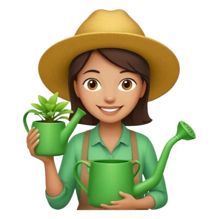 woman gardener with watering pot sticker