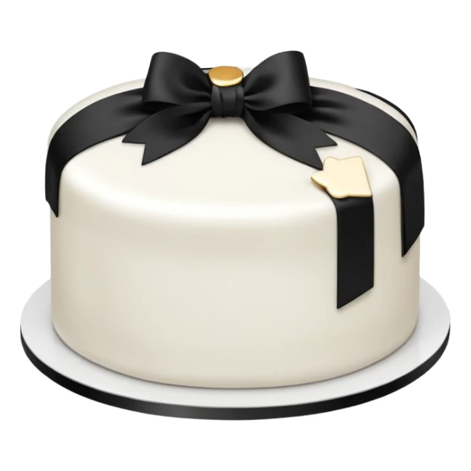 minimalist white cake with black ribbon accent sticker