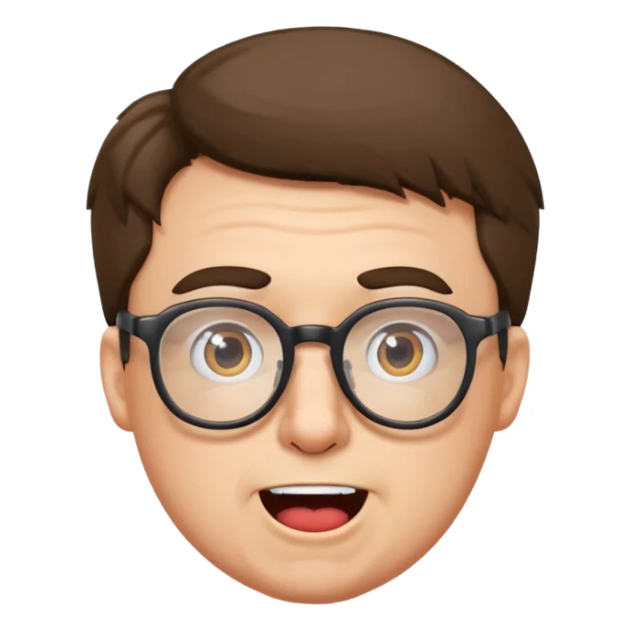 realistic male portrait with glasses making funny faces  sticker
