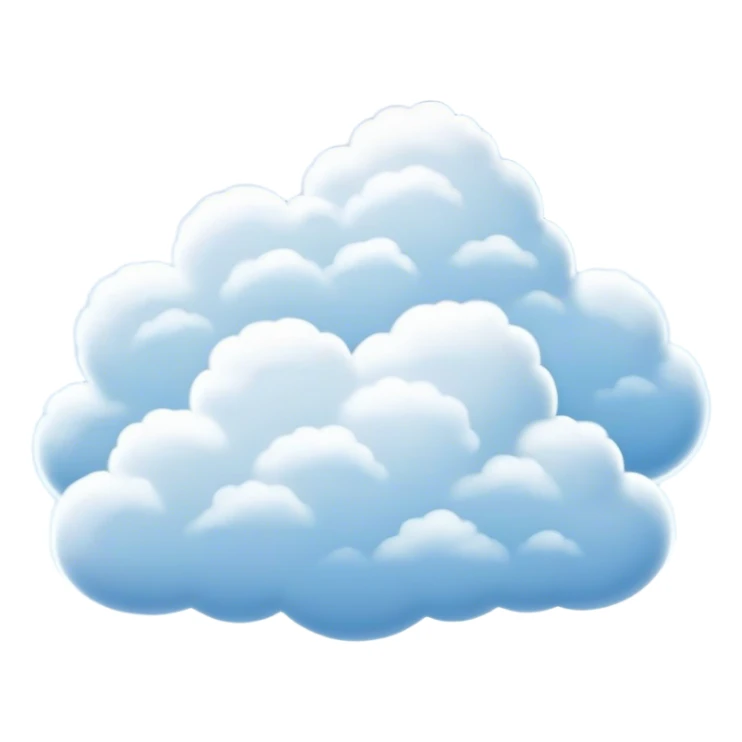 Cinematic Realistic Clouds Emoji, Fluffy and soft, with gentle, swirling white clouds floating effortlessly in a deep blue sky. The clouds drift lazily across the horizon, casting shadows and playing with the light in a peaceful and dreamy way. Soft glowing outline, capturing the essence of calm, serenity, and endless sky in a dreamy cloudscape! sticker