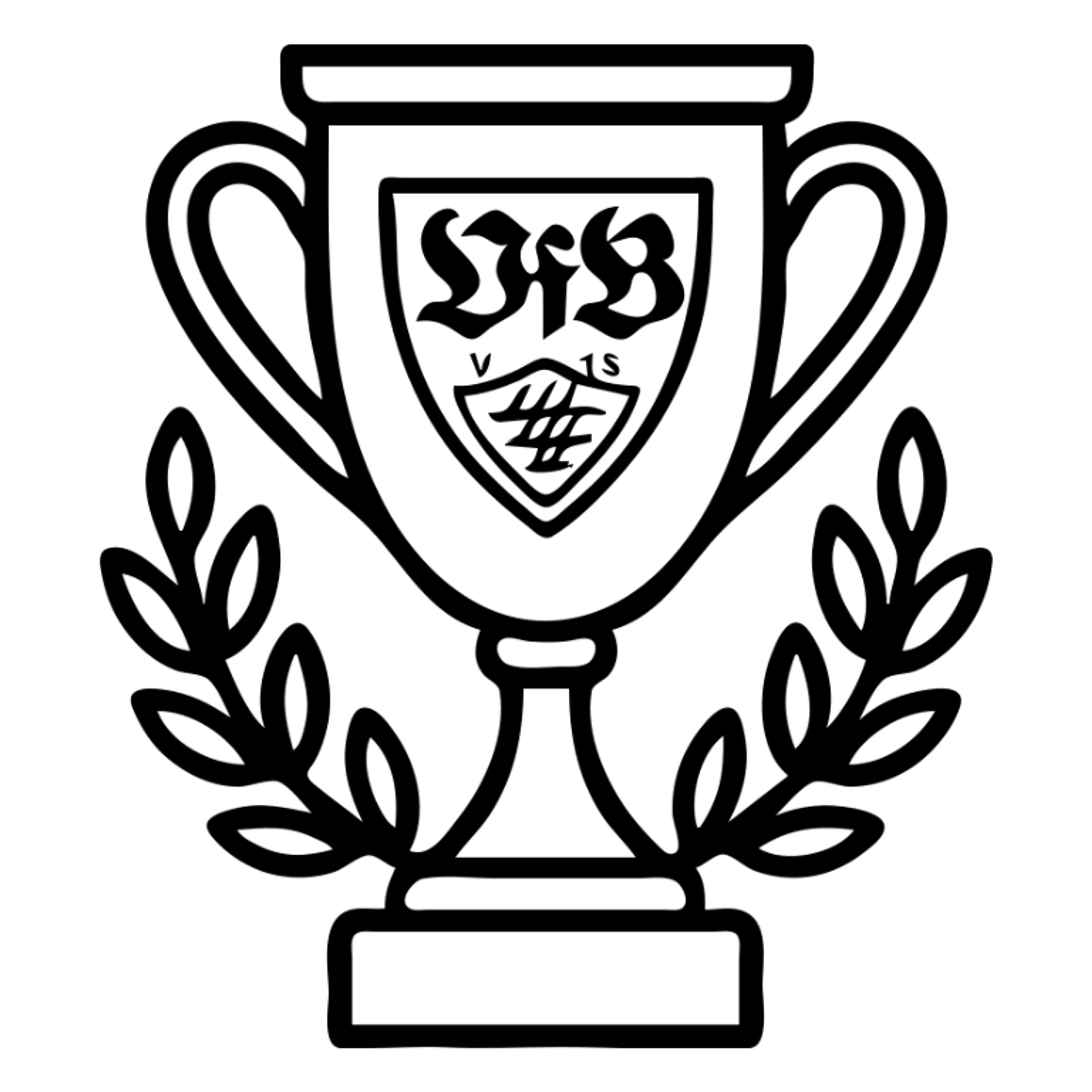 VfB Stuttgart trophy, football club, classic silver trophy with laurel wreath, elegant design sticker