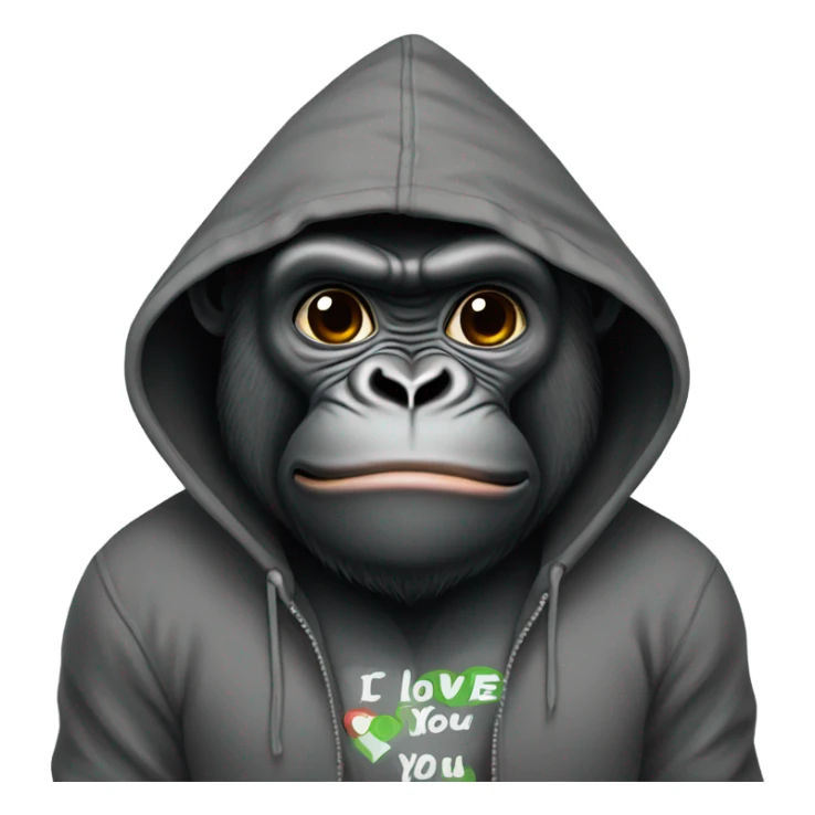 Gorilla wearing a hoodie saying I love you sticker