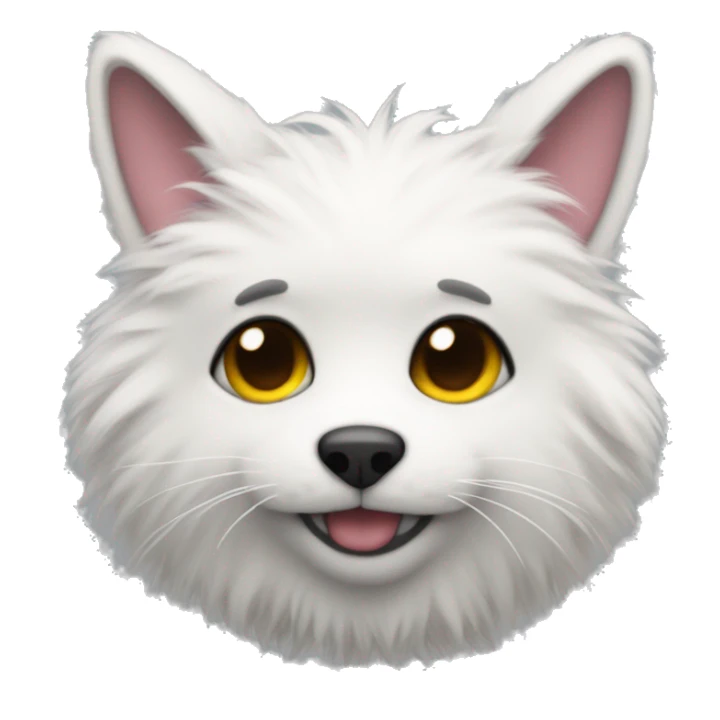 Cute furry creature, mostly white, with some color in furr sticker