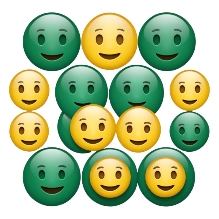 Emoji minimalista inspirado na Mega-Sena: formato circular, fundo verde (#0f8b4e), seis bolinhas brancas no centro com números aleatórios entre 01 e 60, estilo flat design, traços limpos, leve brilho e micro sombra para dar volume, visual moderno e oficial, sem texto sticker