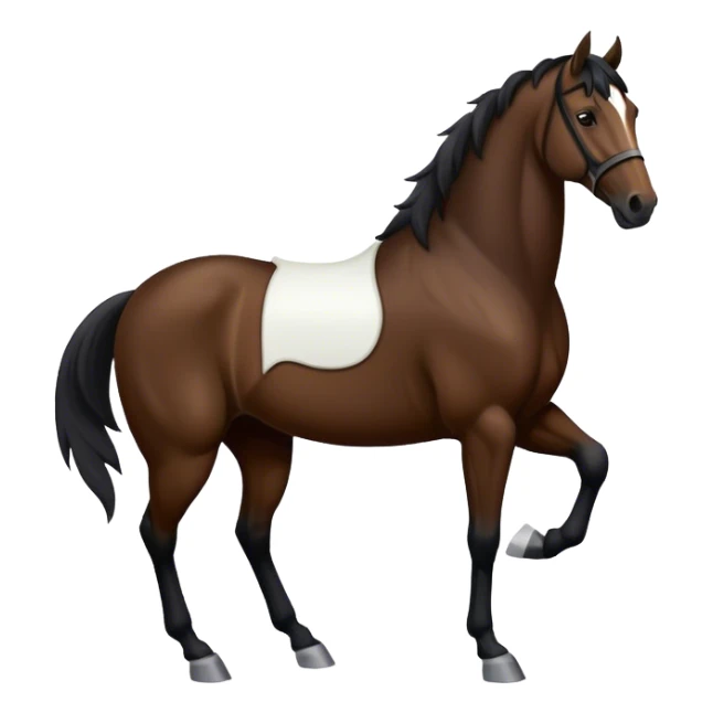 Dark bay horse with large white blaze sticker