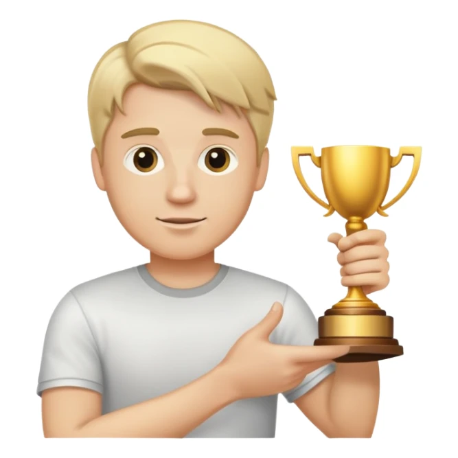 White Guy with blonde hair holding a trophy for being the best at everything sticker