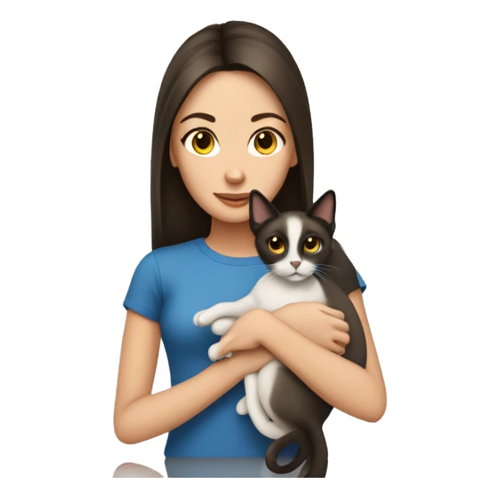 Brunette girl with a siamese cat  sticker