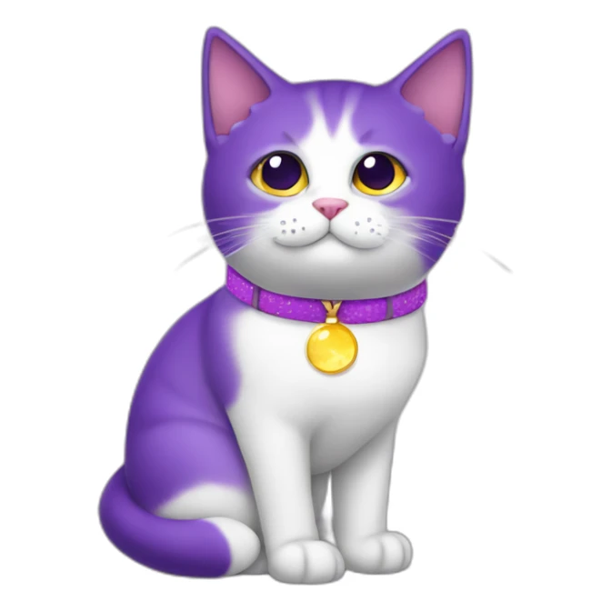 Gato morado con un collar de luna sticker