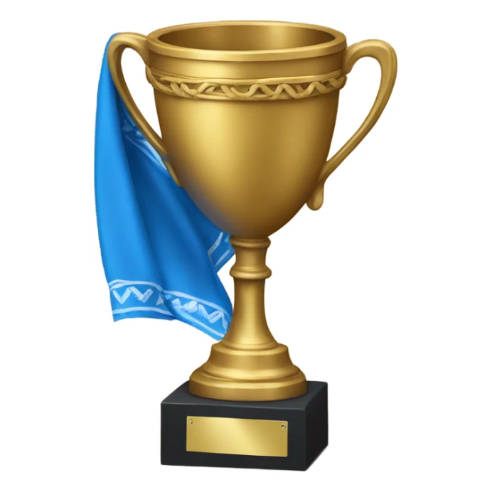 a trophy with a blue bandana around it sticker
