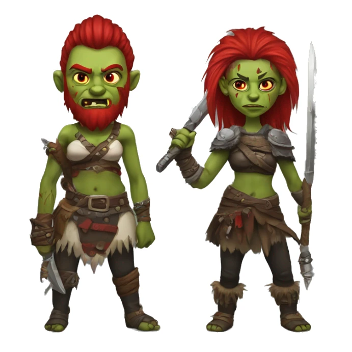 Berserker orc woman with red beard & red mohican with weapon sticker