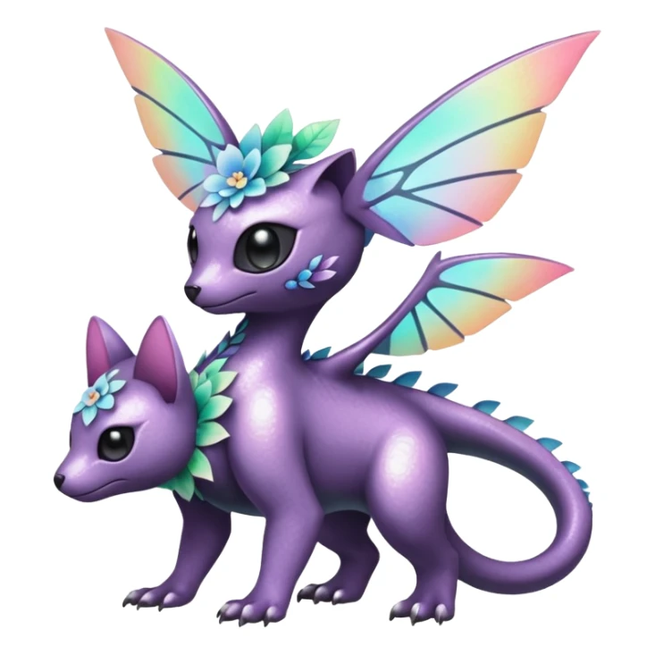 Multicolored sparkly pastel dark iridescent light pale gloomy spooky cute adorable pretty cool elegant realistic floral exotic Fakémon-Pokémon-Digimon-Trico, full body sticker