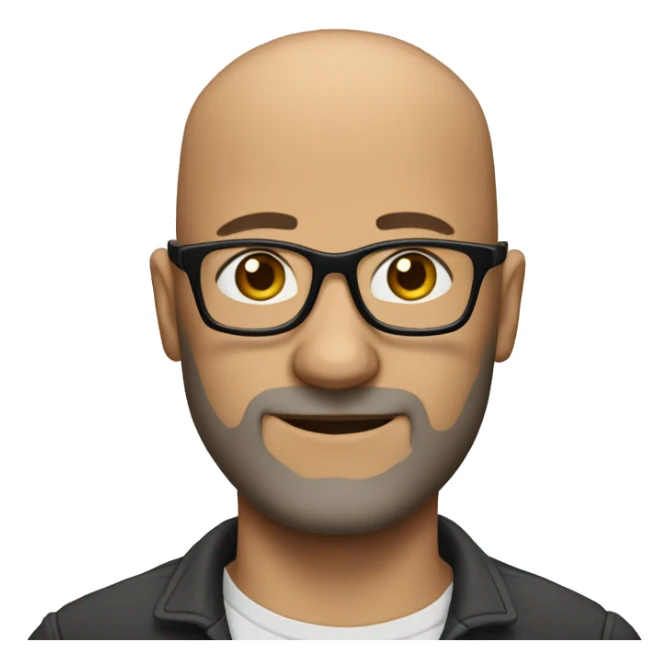 45 year old bald man with glasses and shaved beard sticker