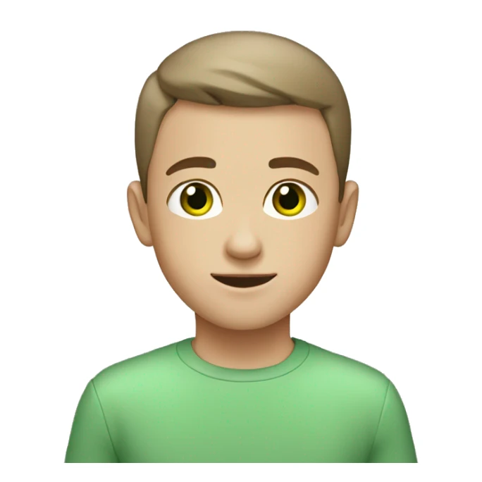 a young white boy with short brown hair (a buzzcut) and green eyes sticker