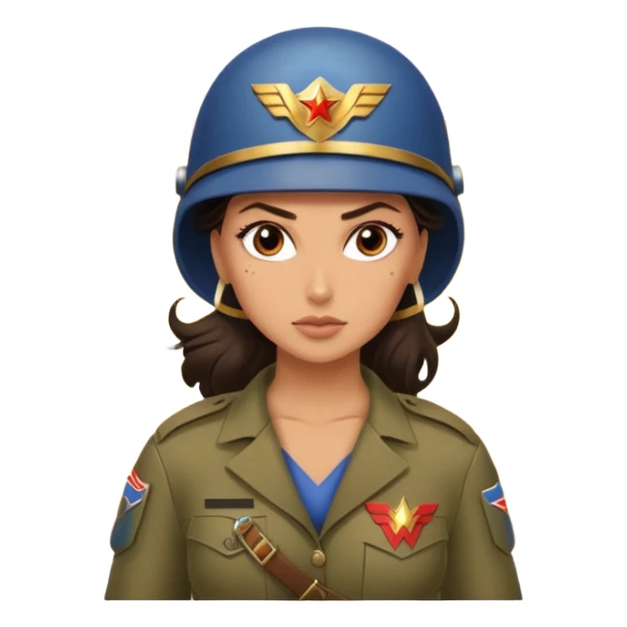 Female full confidence battle ready soldier heroically saving lives accompanied by Wonder Woman , with shelling happening all around sticker