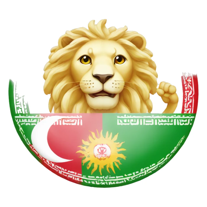 Iran flag with lion and sun and angel sticker