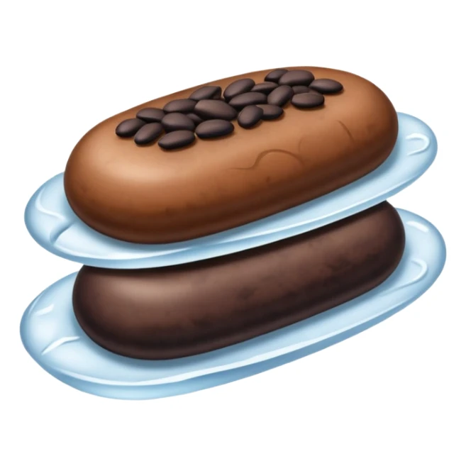 three brown beans not on a step and cover them in a layer of ice not with cubes on it not hot dogs black beans sticker