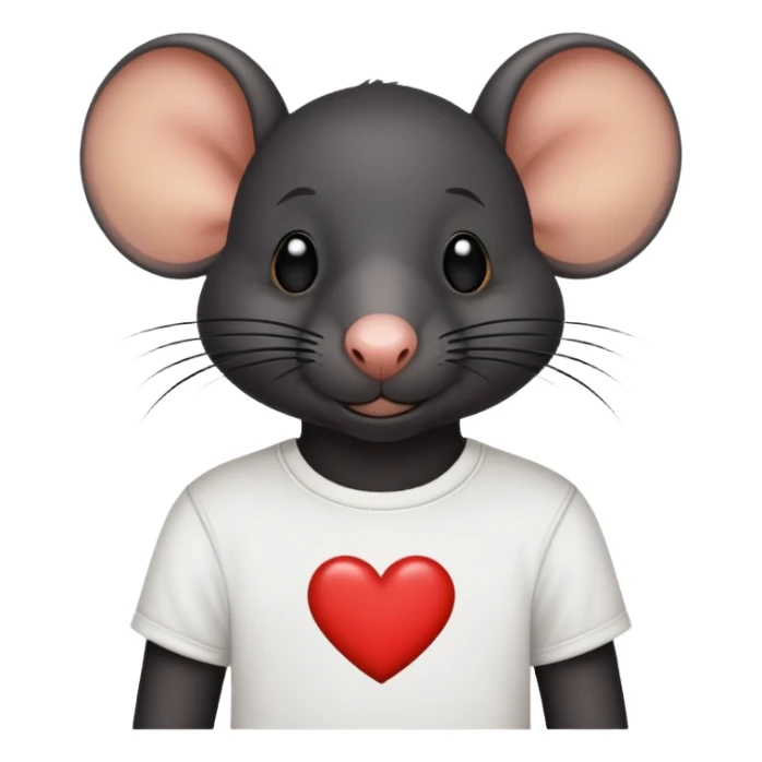 All black rat with "stevie ❤️" on his T shirt sticker