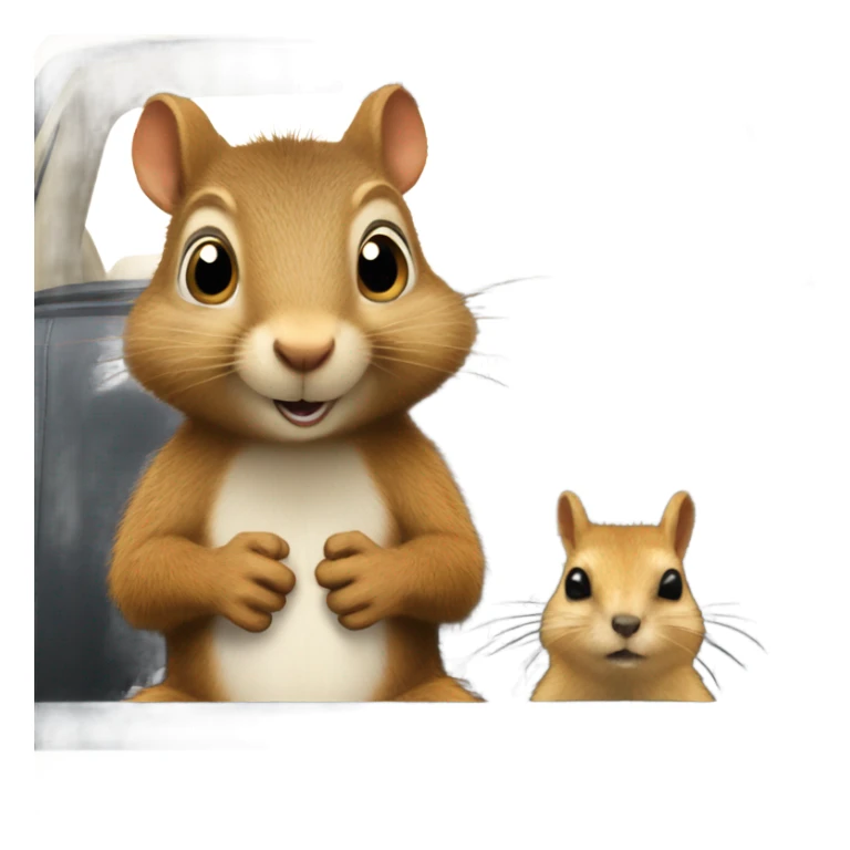 Squirrel and Quokka in a car  sticker