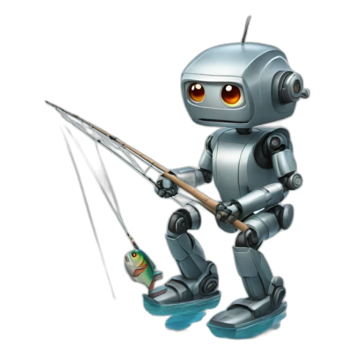 robot fishing sticker