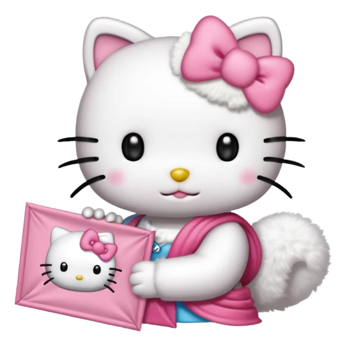 hello kitty holding a banner that says TRÉ  sticker