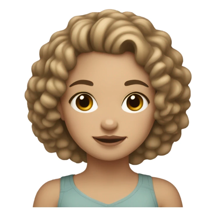 Light skin girl curly hair with beige pug sticker