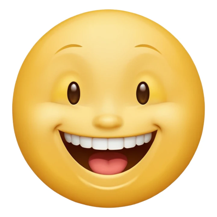 Emoji, yellow round laughing face, wide smile sticker