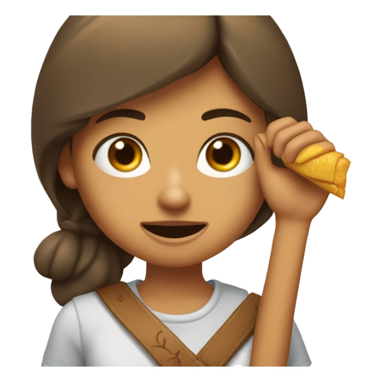 chica riéndose a carcajadas con nariz de Pinocho y con una mano en la cara sticker