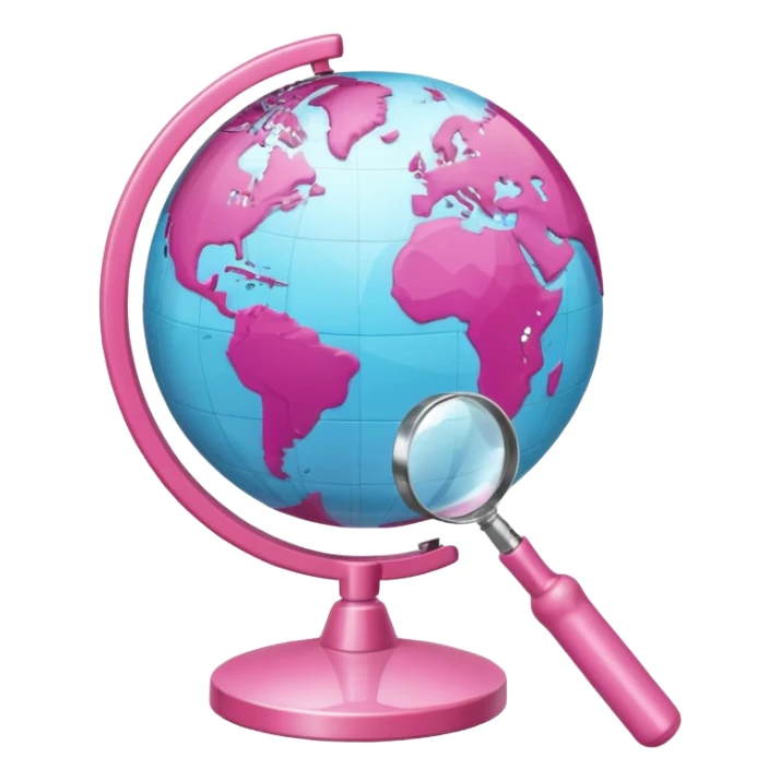 mix light pink dark pink and white girly globe with WWW in big letters under it and a small magnifying glass
It looks like an internet bar icon. sticker