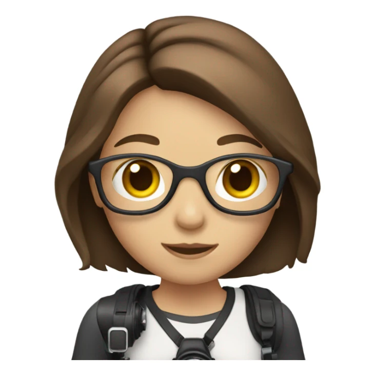 girl photographer with camera brown hair sticker