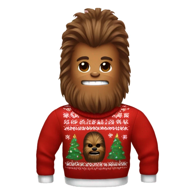 Chewbacca wearing hair rollers and wearing and Christmas sweater sticker