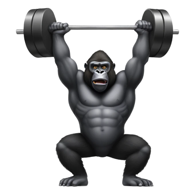 Gorilla doing an overhead squat with a lot of weight on the barbell sticker