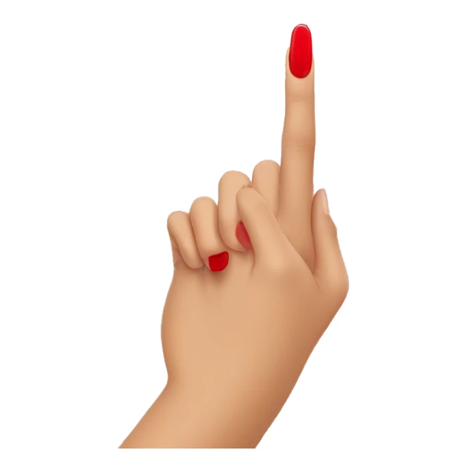 woman hand pointing right, red nail varnish sticker