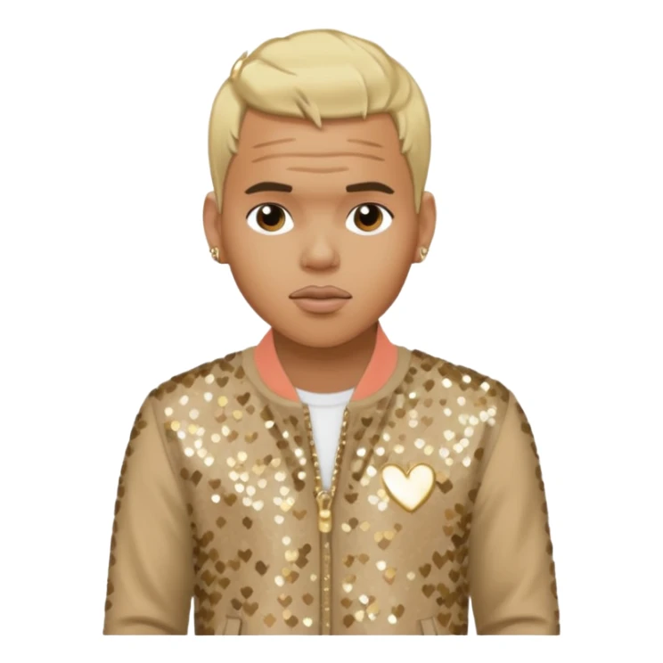 Chris Brown with blonde hair, beige sequin outfit sticker