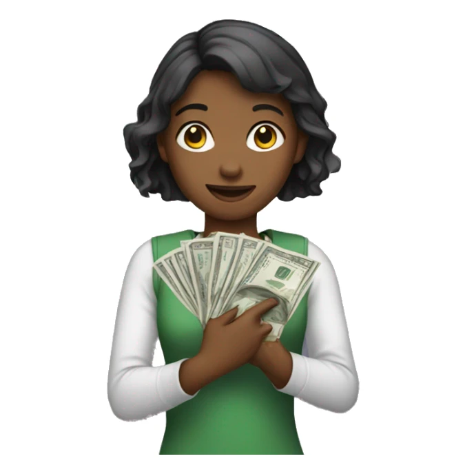 Girl holding money  sticker