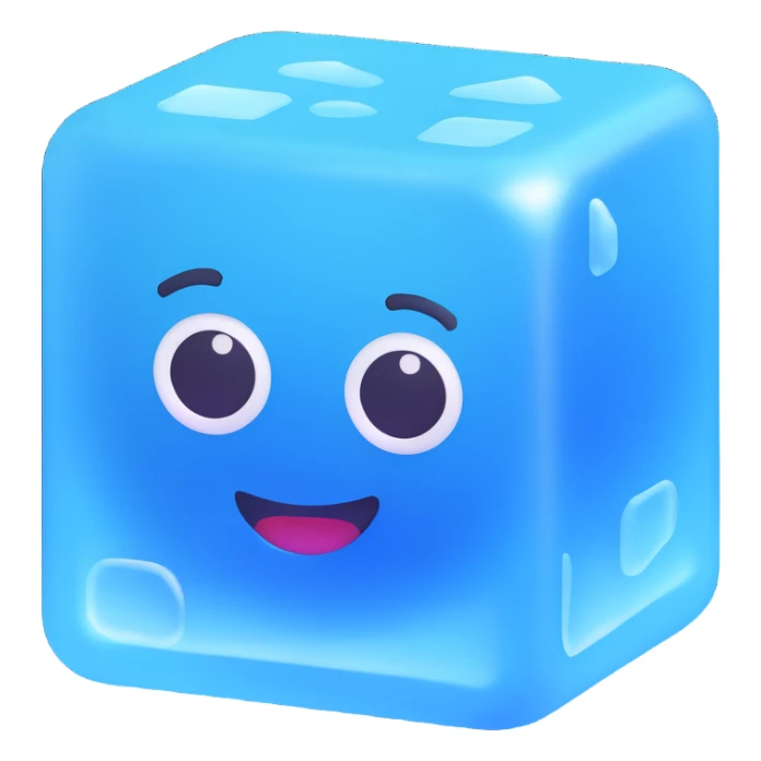 ice cube emoji with blue hues conveying coldness sticker
