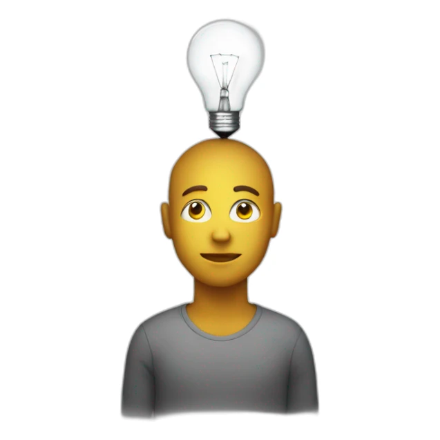 Person with an illuminated lightbulb above their head sticker