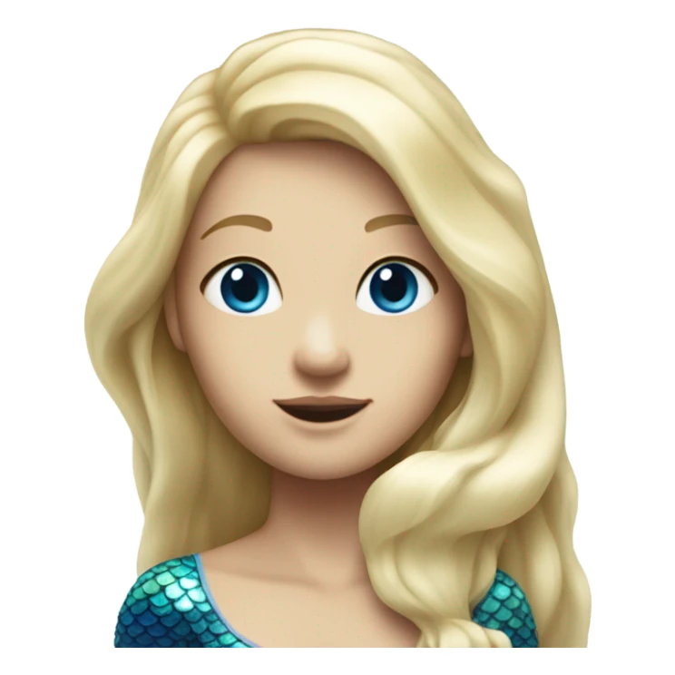 White skin blonde mermaid blue tail sticker
