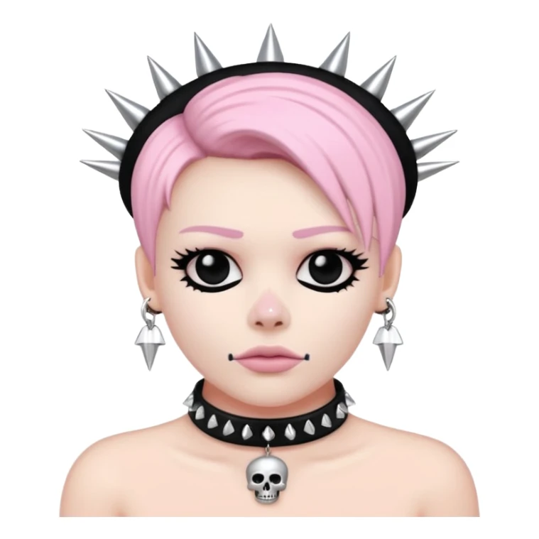 Thick black beaded choker with skull, light pink and silver spikes  sticker