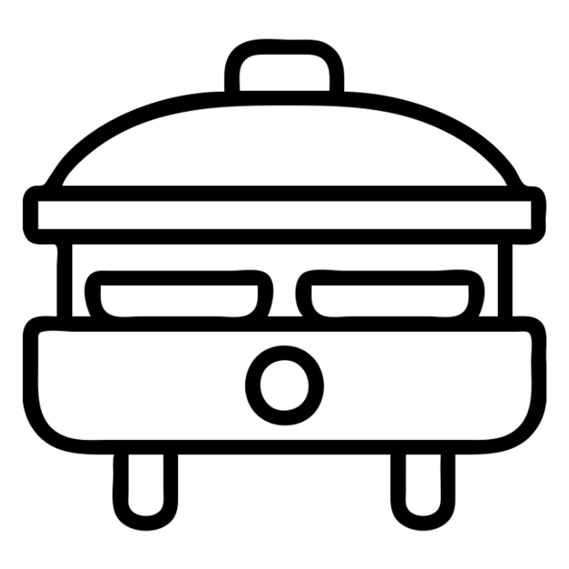 appareil à raclette, icône ligne noire, vue de face sticker