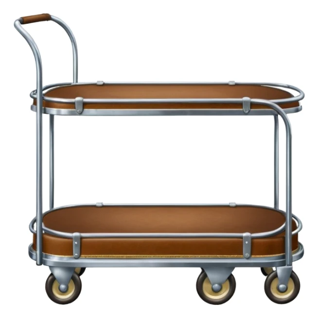 vintage hotel trolley with one platform at the bottom with one suitcase and curved arch at the top sticker