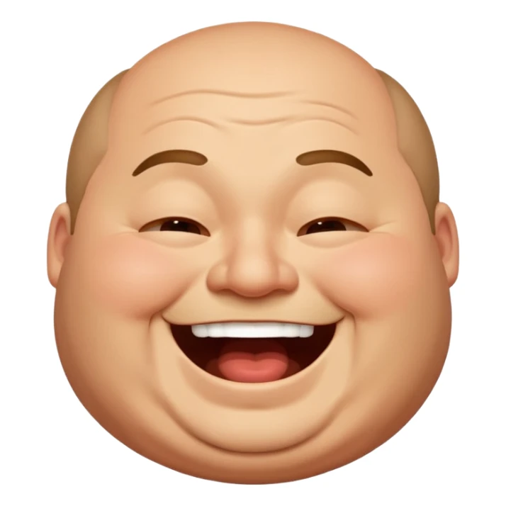fat happy man laughing eyes closed sticker