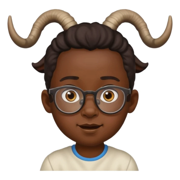 black child with goat horn and eyeglasses sticker