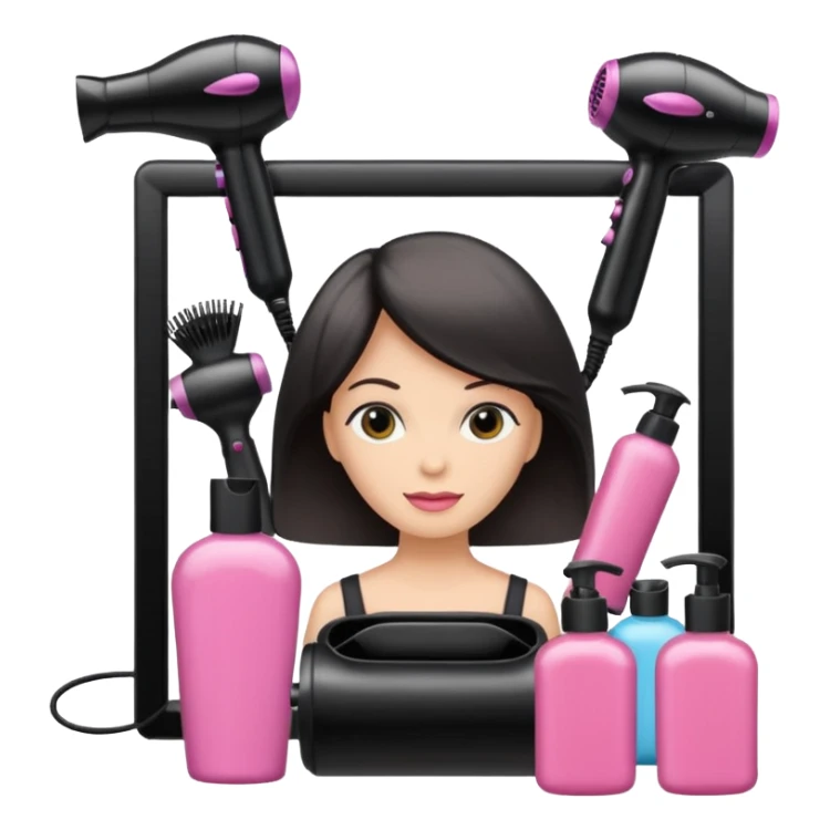 secador de pelo, ruleros, shampoo, peluqueria sticker