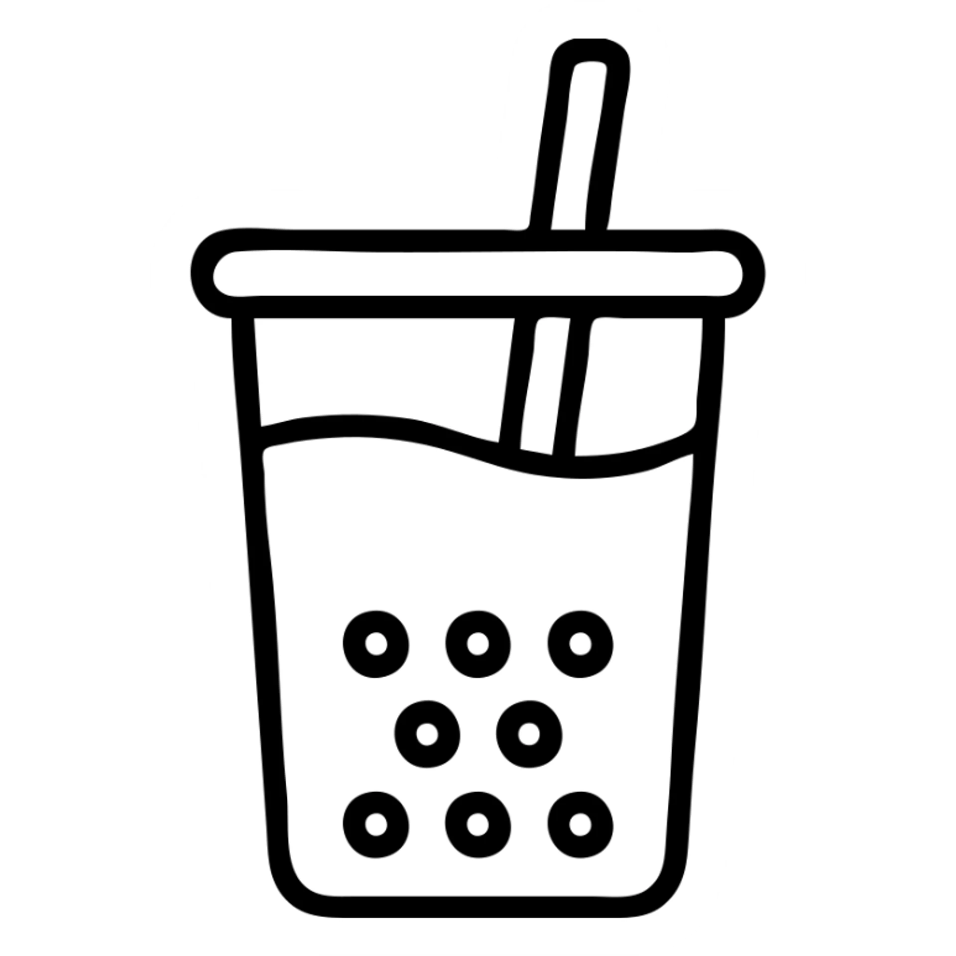 beige bubble tea with black bubbles, minimalist style, transparent background sticker