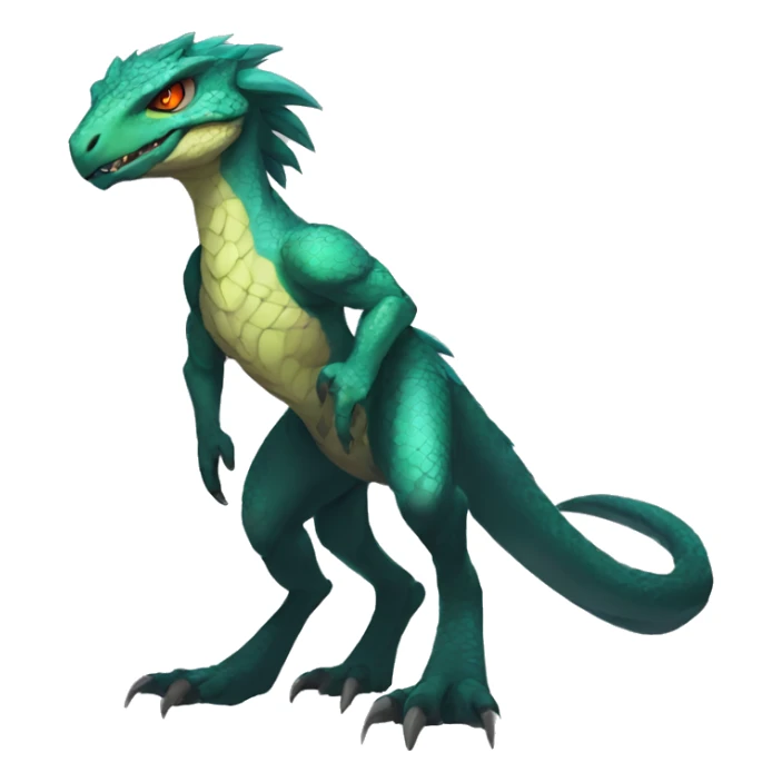 Anthro Sona Fakemon Reptilian Draco-Raptor Full Body sticker