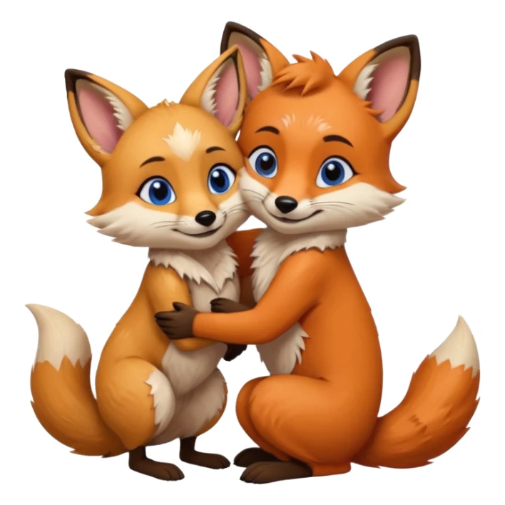 A cute female 9 tail fox hugging a male meerkat sticker