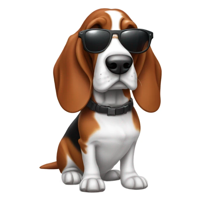 Red and white basset hound with AR15 and sunglasses sticker